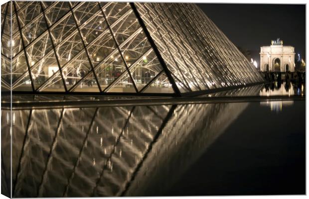 The Louvre Pyramid at Night Canvas Print by Luc Novovitch