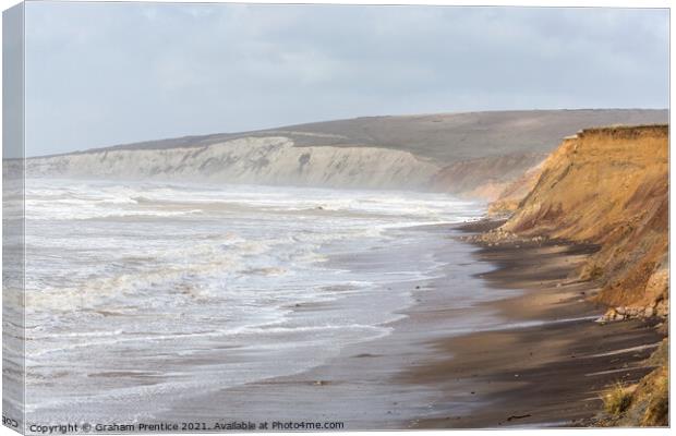 Compton Bay in Stormy Weather Canvas Print by Graham Prentice