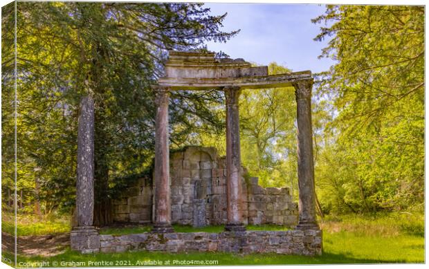 Leptis Magna Ruins in Virginia Water Canvas Print by Graham Prentice