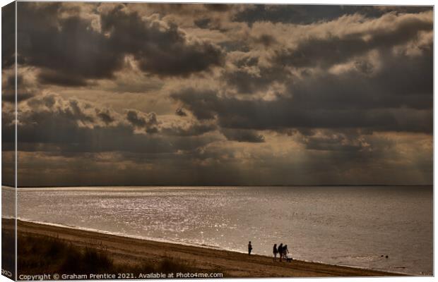 A Walk On The Beach at Heacham Canvas Print by Graham Prentice