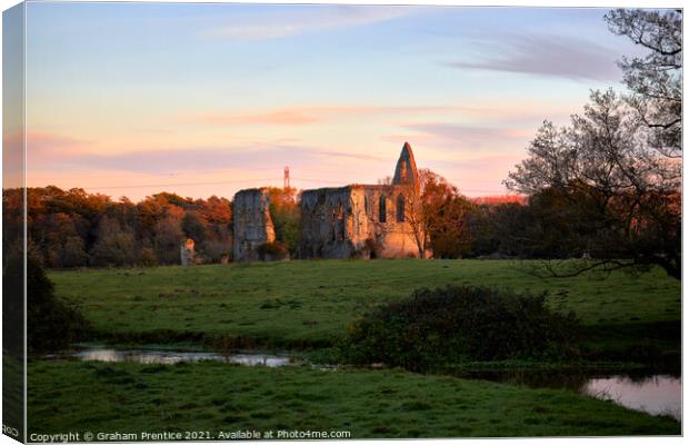 Newark Priory, Ripley, Surrey at Sunset Canvas Print by Graham Prentice