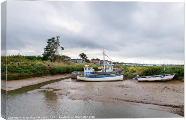 Brancaster Staithe Fishing Boats at Low Tide Canvas Print by Graham Prentice