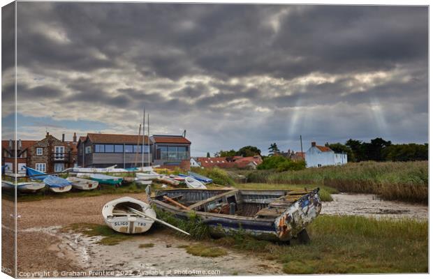 Vintage rowing boat in Brancaster Staithe, Norfolk Canvas Print by Graham Prentice