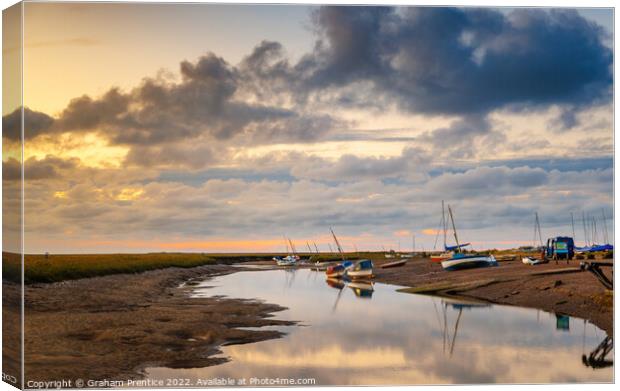 Evening Light over the River Glaven at Blakeney, N Canvas Print by Graham Prentice