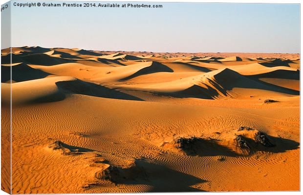 Sand Dunes In Evening Light Canvas Print by Graham Prentice