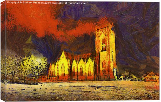 Landakotskirkja at Night Canvas Print by Graham Prentice