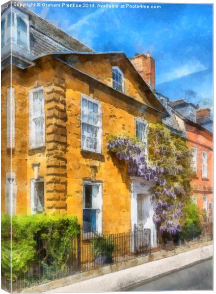 Cotswold Town House With Wisteria Canvas Print by Graham Prentice