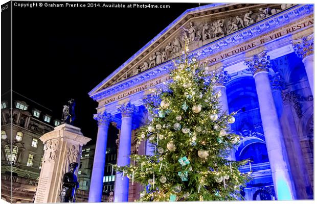  Royal Exchange At Christmas Canvas Print by Graham Prentice
