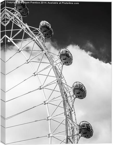 London Eye Pods in Monochrome Canvas Print by Graham Prentice