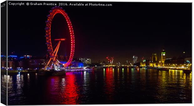 River Thames View at Night Canvas Print by Graham Prentice