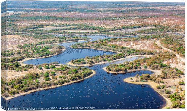 Flooded channels in the Okavango Delta Canvas Print by Graham Prentice