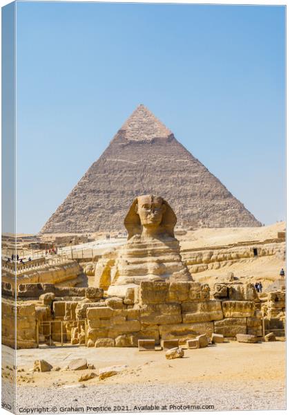 The Great Sphinx and Pyramid of Khafre Canvas Print by Graham Prentice