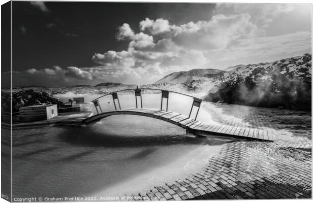 Bridge at Blue Lagoon, Iceland Canvas Print by Graham Prentice