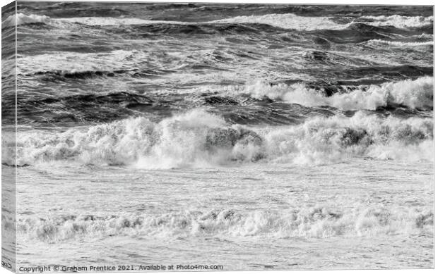 Storm Waves - Monochrome Canvas Print by Graham Prentice