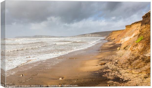 Compton Bay in Stormy Weather Canvas Print by Graham Prentice