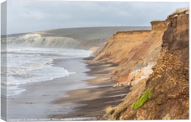 Compton Bay in Stormy Weather Canvas Print by Graham Prentice