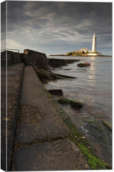 Steps of St marys lighthouse Canvas Print by Richard Armstrong