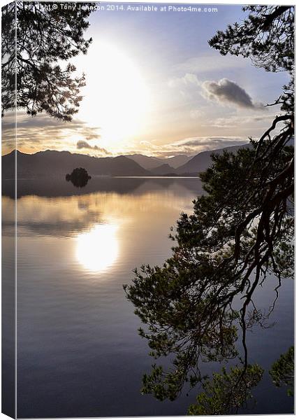Tranquility on  Derwentwater Canvas Print by Tony Johnson