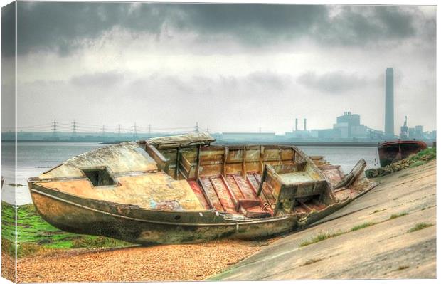 Industrial Ship Wrecked Canvas Print by Sheryl Goodearl