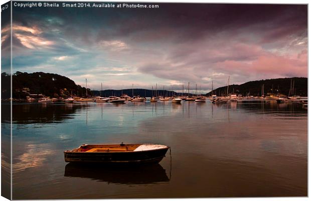 Careel Bay tranquility at dusk Canvas Print by Sheila Smart