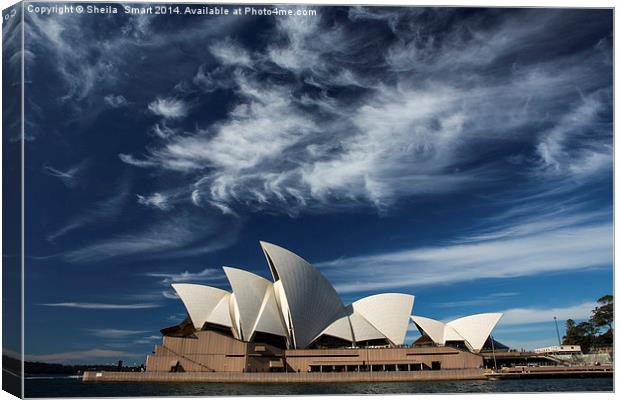 Sydney Opera House with dramatic sky Canvas Print by Sheila Smart