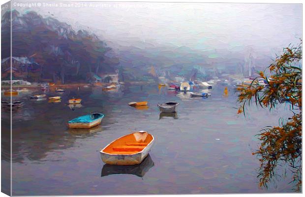  Mist over Careel Bay Canvas Print by Sheila Smart