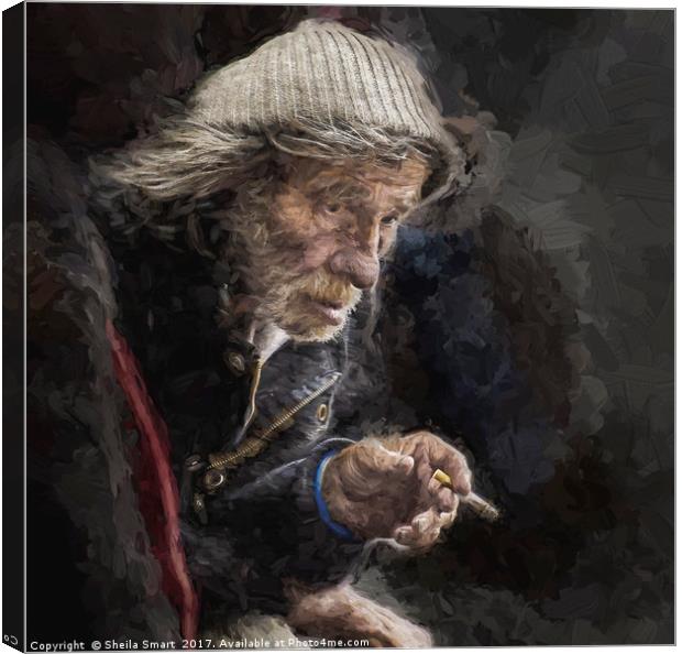 Man with ciggie Canvas Print by Sheila Smart
