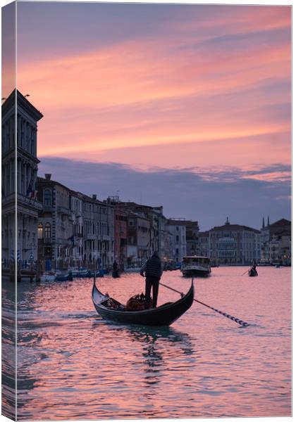 Sunset On The Grand Canal Canvas Print by LensLight Traveler