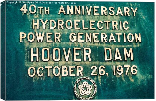 Hoover Dam Sign Canvas Print by Lisa PB