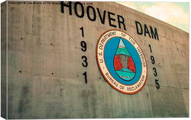 Hoover Dam Dated Sign Canvas Print by Lisa PB