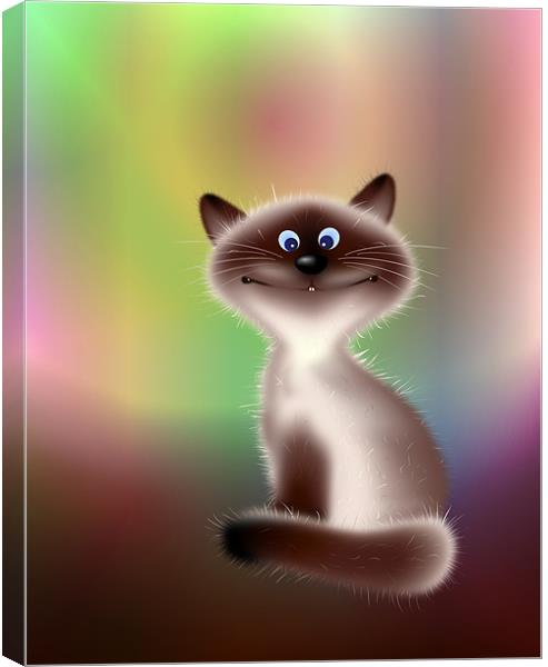 Smiling Cat Cartoon Canvas Print by Lidiya Drabchuk