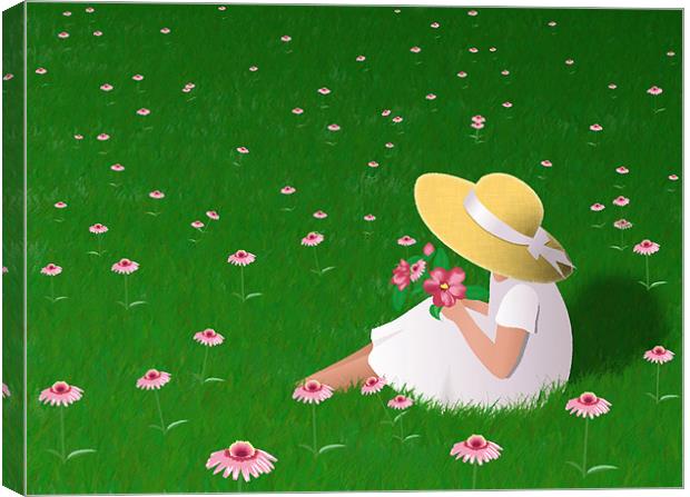 Girl In Grass Canvas Print by Lidiya Drabchuk