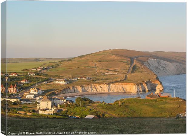 View over Freshwater Bay from Tennyson's Mount Canvas Print by Diane Griffiths