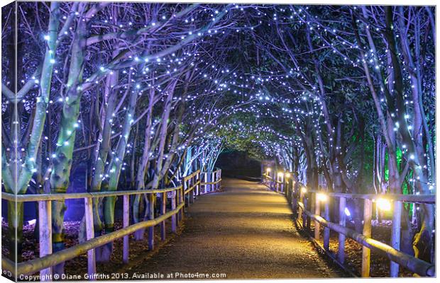 Starry Walkway at night Canvas Print by Diane Griffiths