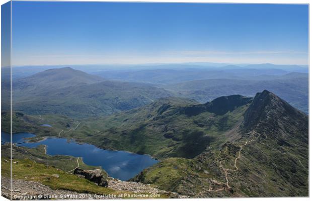 View from the top of Snowdon Canvas Print by Diane Griffiths