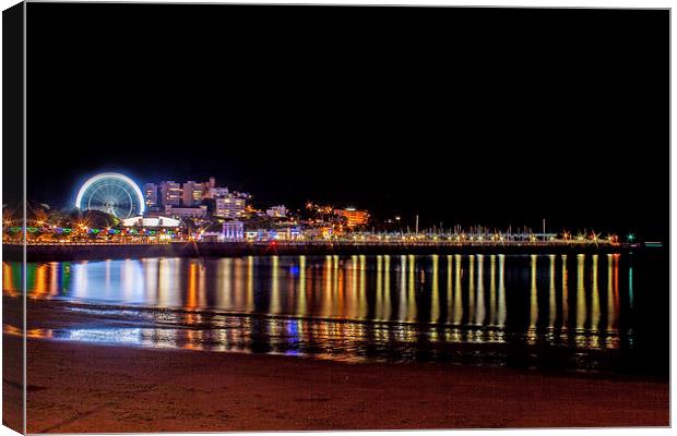 View of Torquay at night Canvas Print by Diane Griffiths