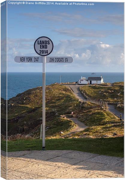  Lands End Sign Canvas Print by Diane Griffiths