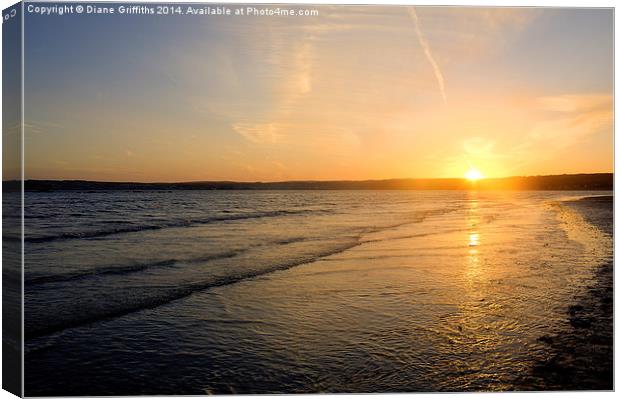 Sunset Across Mounts Bay Canvas Print by Diane Griffiths