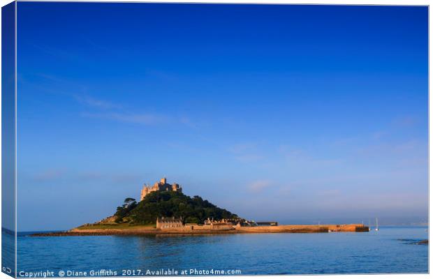St Michael's Mount Bathing in the Sun Canvas Print by Diane Griffiths