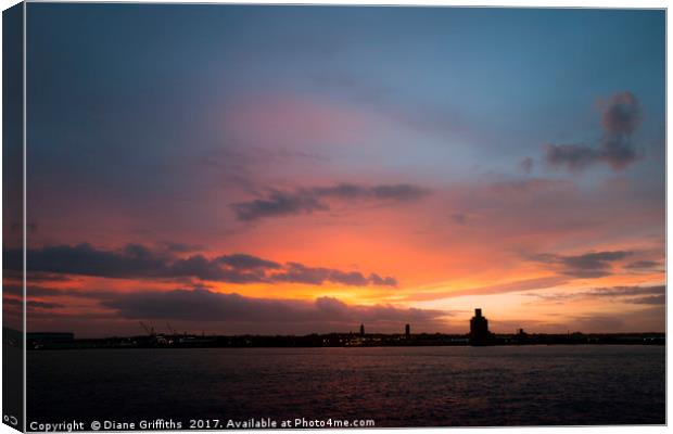 Sunset over The Mersey Canvas Print by Diane Griffiths