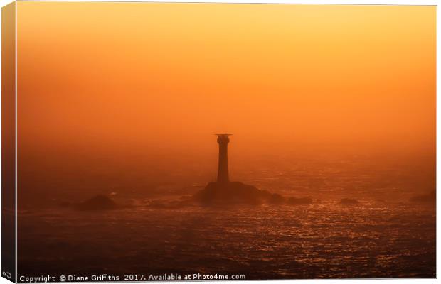 Lands End sunset, Cornwall Canvas Print by Diane Griffiths