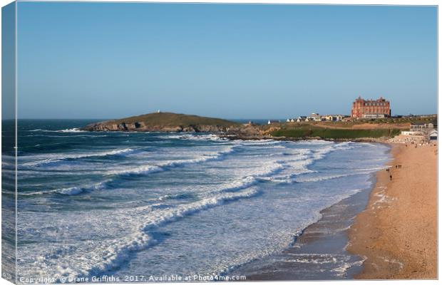 Fistral Beach and the Headland Hotel Canvas Print by Diane Griffiths