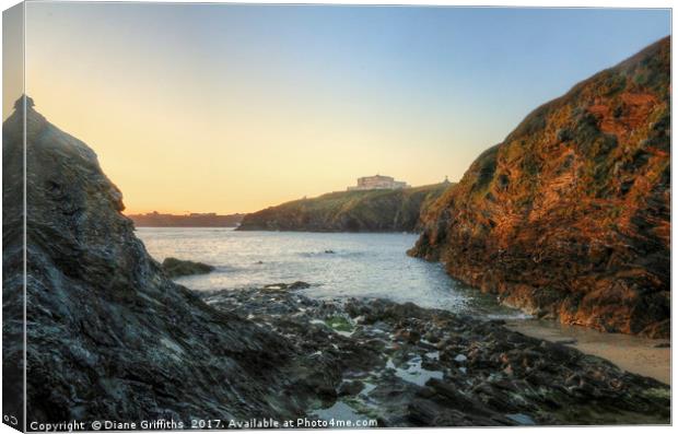 View of Newquay from Spy Cove Canvas Print by Diane Griffiths