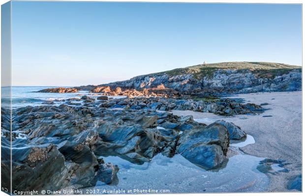 View across Little Fistral to Towan Headland Canvas Print by Diane Griffiths