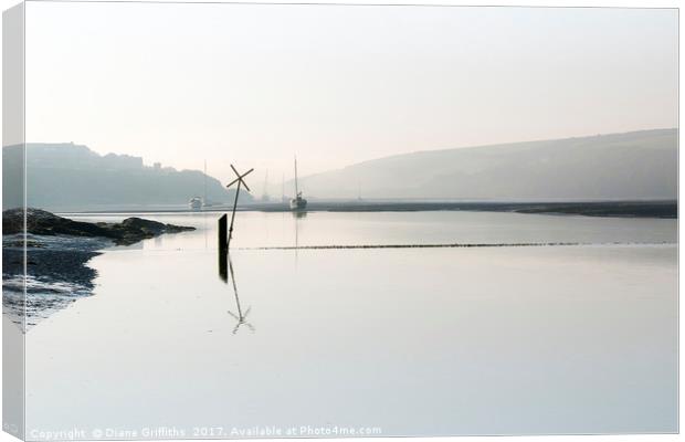 Misty Gannel Newquay Canvas Print by Diane Griffiths