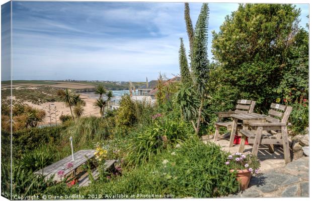 From the Fern Pit over to Crantock Canvas Print by Diane Griffiths