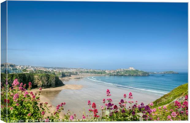 View over Newquay Canvas Print by Diane Griffiths