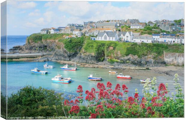 Port Issac Harbour Cornwall Canvas Print by Diane Griffiths