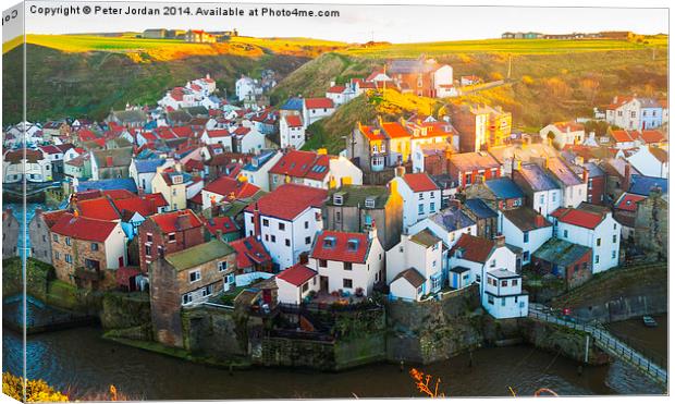  Staithes Fishing Village Evening Canvas Print by Peter Jordan