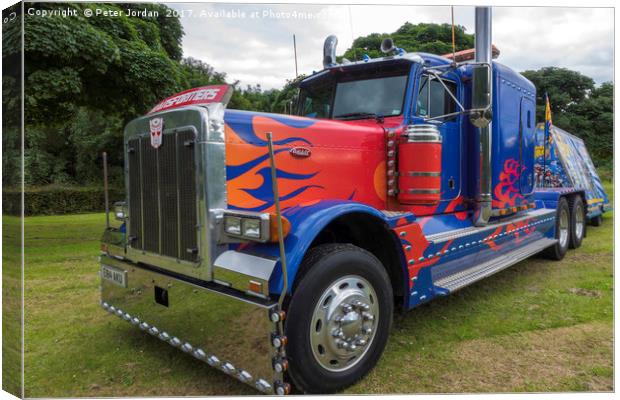 An American Peterbilt 379 truck used by a circus Canvas Print by Peter Jordan